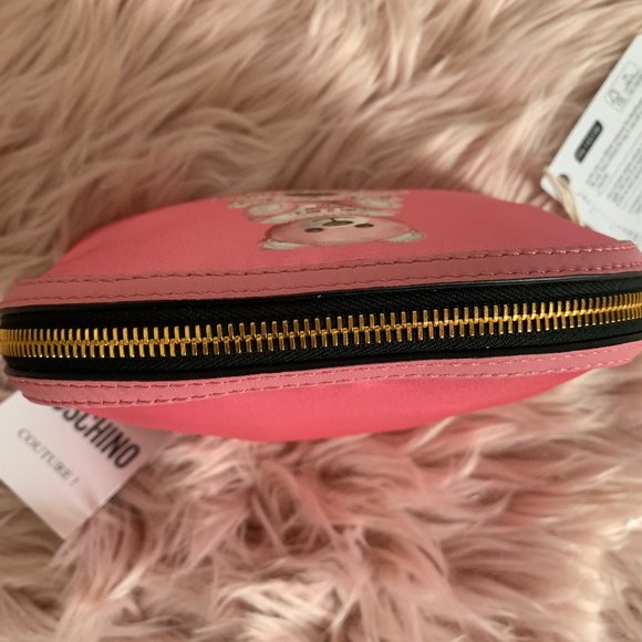 Moschino Bags Moschino Leather Trimmed Bear Print Satin Twill Shoulder Bag Made In Italy